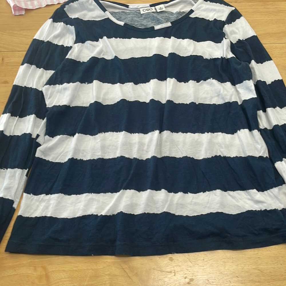 Striped navy and white shirt